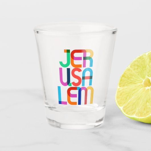 Jerusalem Palestine Israel Pop Art Letters Shot Glas (Voorkant)
