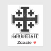 Jerusalem Ridder Tempeliers Kruis Deus Vult Sticker (Vel)