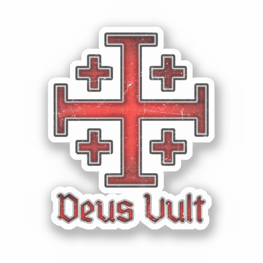 Jerusalem Ridder Tempeliers Kruis Deus Vult Sticker (Voorkant)