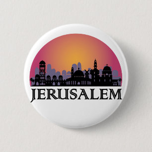 Jerusalem Skyline - Israel Travel Ronde Button 5,7 Cm