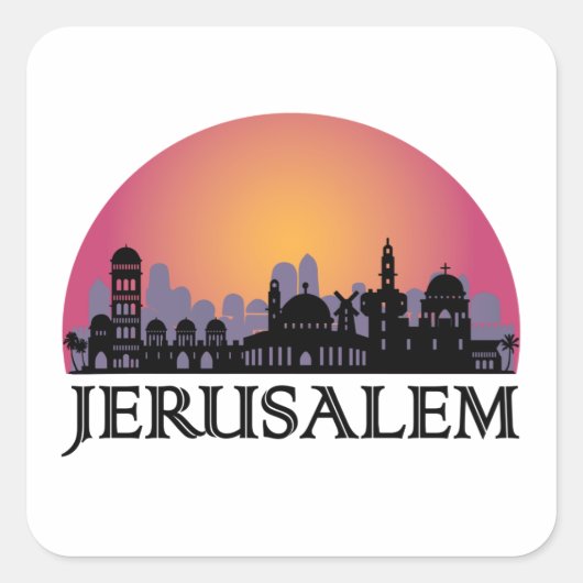 Jerusalem Skyline - Israel Travel Vierkante Sticker (Voorkant)