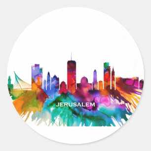 Jerusalem Skyline Ronde Sticker