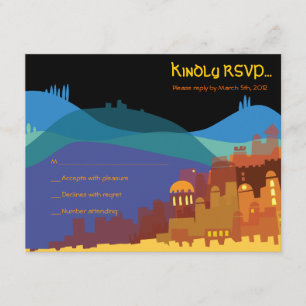 JERUSALEM STAD GOLD Bar Bat Mitzvah Reply Card RSVP Kaartje