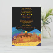JERUSALEM STAD GOLD Bar Bat Mitzvah Uitnodiging (Staand voorkant)