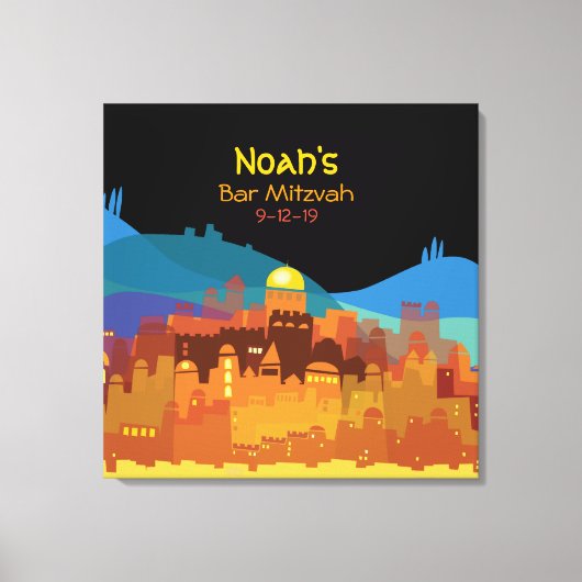 JERUSALEM STAD GOLD Bat Mitzvah Sign-In Board Canvas Afdruk (Voorkant)