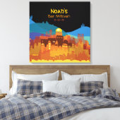 JERUSALEM STAD GOLD Bat Mitzvah Sign-In Board Canvas Afdruk (Insitu (Slaapkamer))