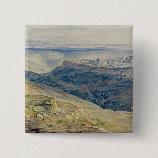 Jerusalem Vierkante Button 5,1 Cm (Voorkant)