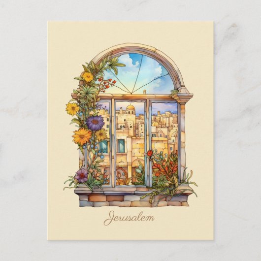 Jerusalem Window Uitzicht Feestdagenkaart (Voorkant)