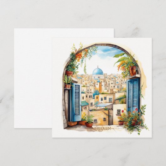 Jerusalem Window Uitzicht Illustratie Vakantie Kaa Feestdagenkaart (Voorkant / Achterkant)
