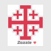 Jerusalemkruis Deus Vult Christelijke Sticker (Vel)