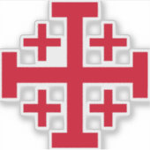 Jerusalemkruis Deus Vult Christelijke Sticker (Voorkant)