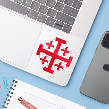 Jerusalemkruis Deus Vult Christelijke Sticker 