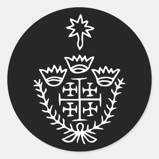 Jerusalemkruis historisch pelgrimstattoo-stempel ronde sticker (Voorkant)