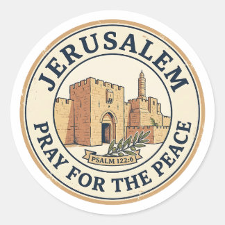 Jeruzalem Bid voor de Vrede Psalm 122:6 Stempel Ronde Sticker