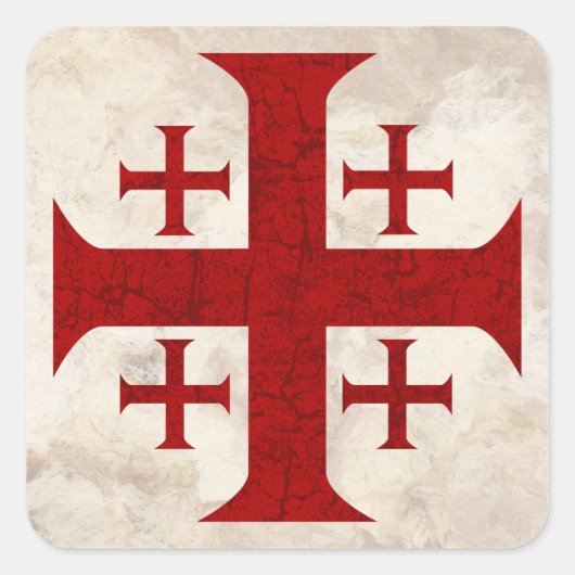 Jeruzalem Cross, in nood Vierkante Sticker (Voorkant)