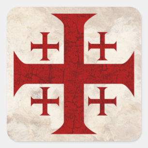 Jeruzalem Cross, in nood Vierkante Sticker