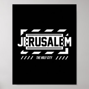 Jeruzalem De Heilige Stad Urbane Typografie Ontwer Poster