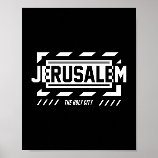 Jeruzalem De Heilige Stad Urbane Typografie Ontwer Poster (Voorkant)