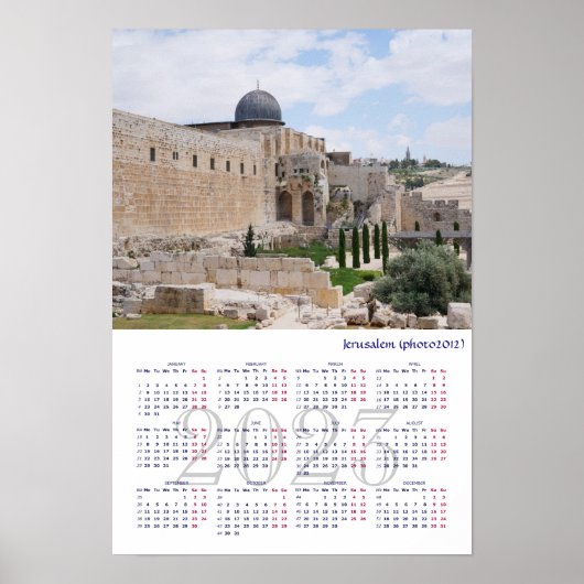 Jeruzalem (foto 2012), Israël. Kalender 2022 Poster (Voorkant)