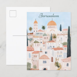 Jeruzalem Gouache Schilderillustratie Reizen Briefkaart