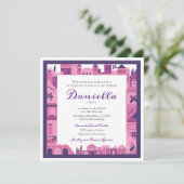 Jeruzalem Grens Bat Mitzvah Uitnodiging (Staand voorkant)