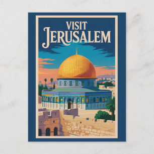 Jeruzalem Israël Illustratie Reis Kunst Vintage Briefkaart