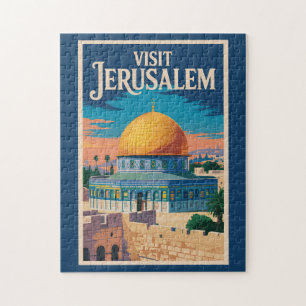 Jeruzalem Israël Illustratie Reis Kunst Vintage Legpuzzel