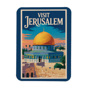 Jeruzalem Israël Illustratie Reis Kunst Vintage Magneet
