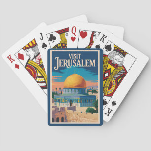 Jeruzalem Israël Illustratie Reis Kunst Vintage Pokerkaarten