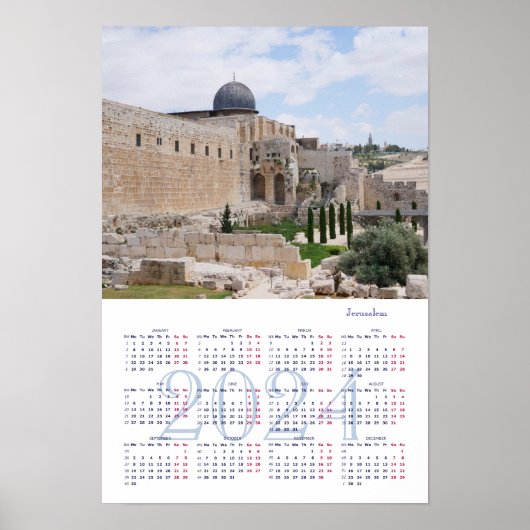 Jeruzalem, Israël. Kalender 2024 Poster (Voorkant)