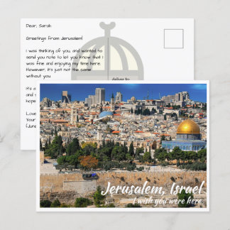 Jeruzalem Israël met de muur en de steen Briefkaart