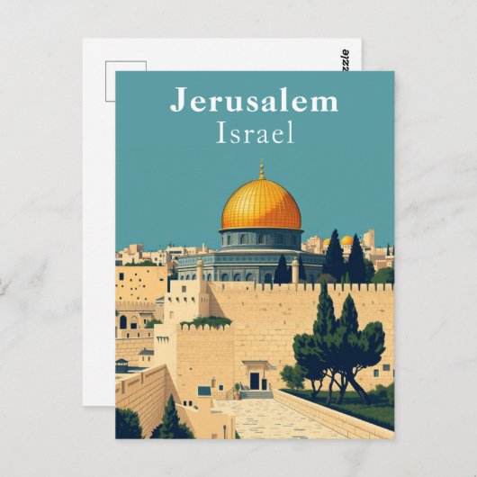 Jeruzalem, Israël Retro Art Briefkaart (Voorkant / Achterkant)
