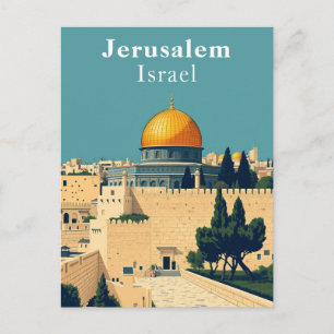 Jeruzalem, Israël Retro Art Briefkaart