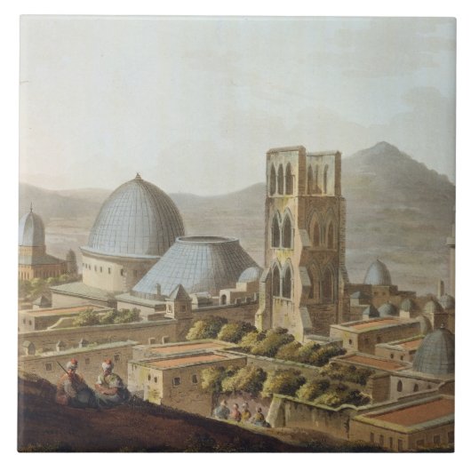 Jeruzalem met de kerk van de Heilige Sepulcher, bl Tegeltje (Voorkant)