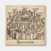 Jeruzalem, middeleeuws houtsnede magneet (Voorkant)