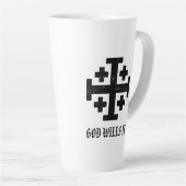 Jeruzalem Ridder Tempeliers Kruis Deus Vult Latte Mok (Rechterhoek)