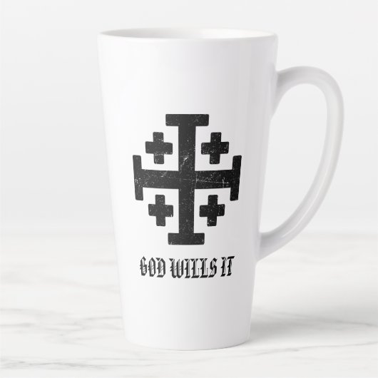 Jeruzalem Ridder Tempeliers Kruis Deus Vult Latte Mok (Rechts)