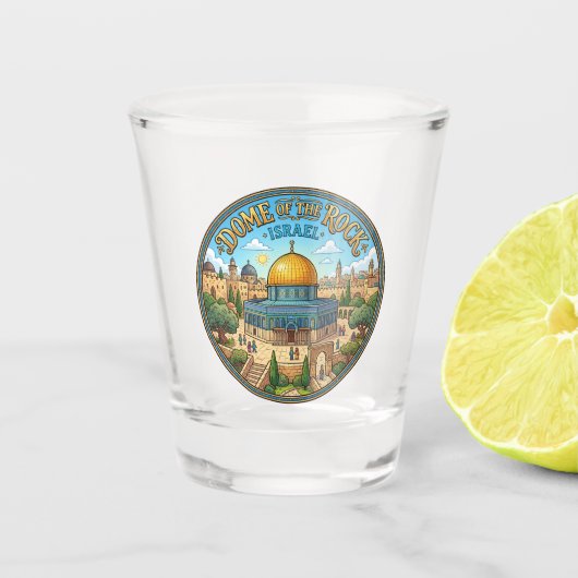 Jeruzalem Rotskoepel Israël Shot Glas (Voorkant)