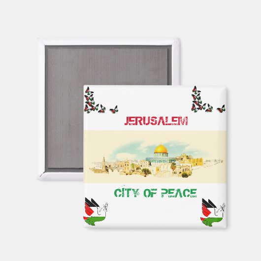Jeruzalem stad van P[Peace koelkast magneet souven (Voorkant / Achterkant)