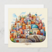 Jeruzalem stadsgezicht illustratie feestdagenkaart (Voorkant / Achterkant)