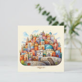 Jeruzalem stadsgezicht illustratie feestdagenkaart (Staand voorkant)