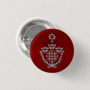 Jeruzalemkruis pelgrimstattoo stempel rood ronde button 3,2 cm