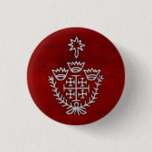 Jeruzalemkruis pelgrimstattoo stempel rood ronde button 3,2 cm (Voorkant)