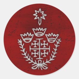 Jeruzalemkruis pelgrimstattoo stempel rood ronde sticker