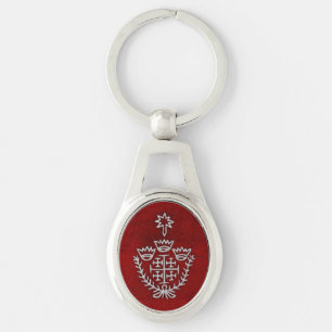 Jeruzalemkruis pelgrimstattoo stempel rood sleutelhanger