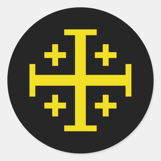 Jeruzalemkruis Ronde Sticker (Voorkant)