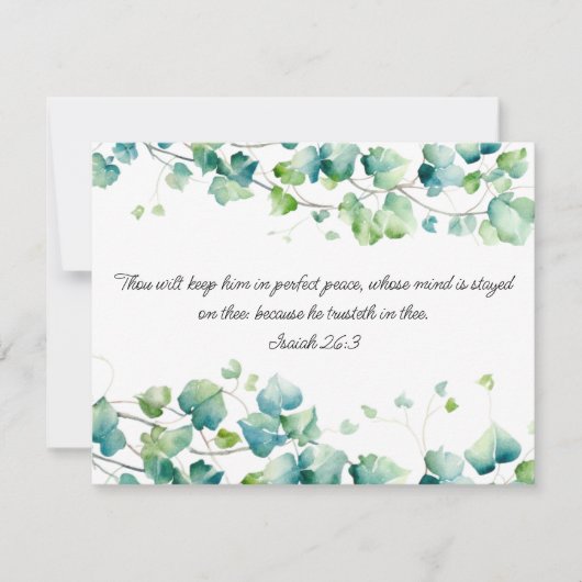 Jesaja 26:3 Engels Birmees Ivy White Note Kaart Notitiekaartje (Voorkant)