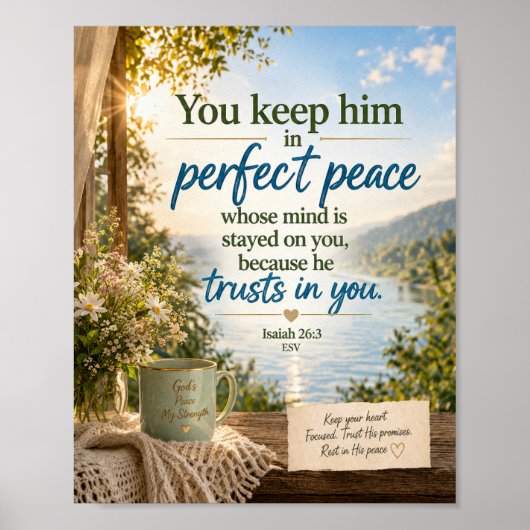 Jesaja 26:3 ESV Inspirerende Bijbeltekst Poster (Voorkant)