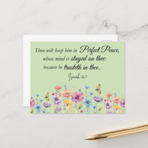 Jesaja 26:3 Perfecte Vrede KJV Wildflowers Bijbel Briefkaart