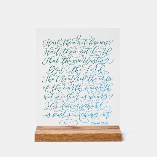 Jesaja 40:28 acryl bord (Voorkant)